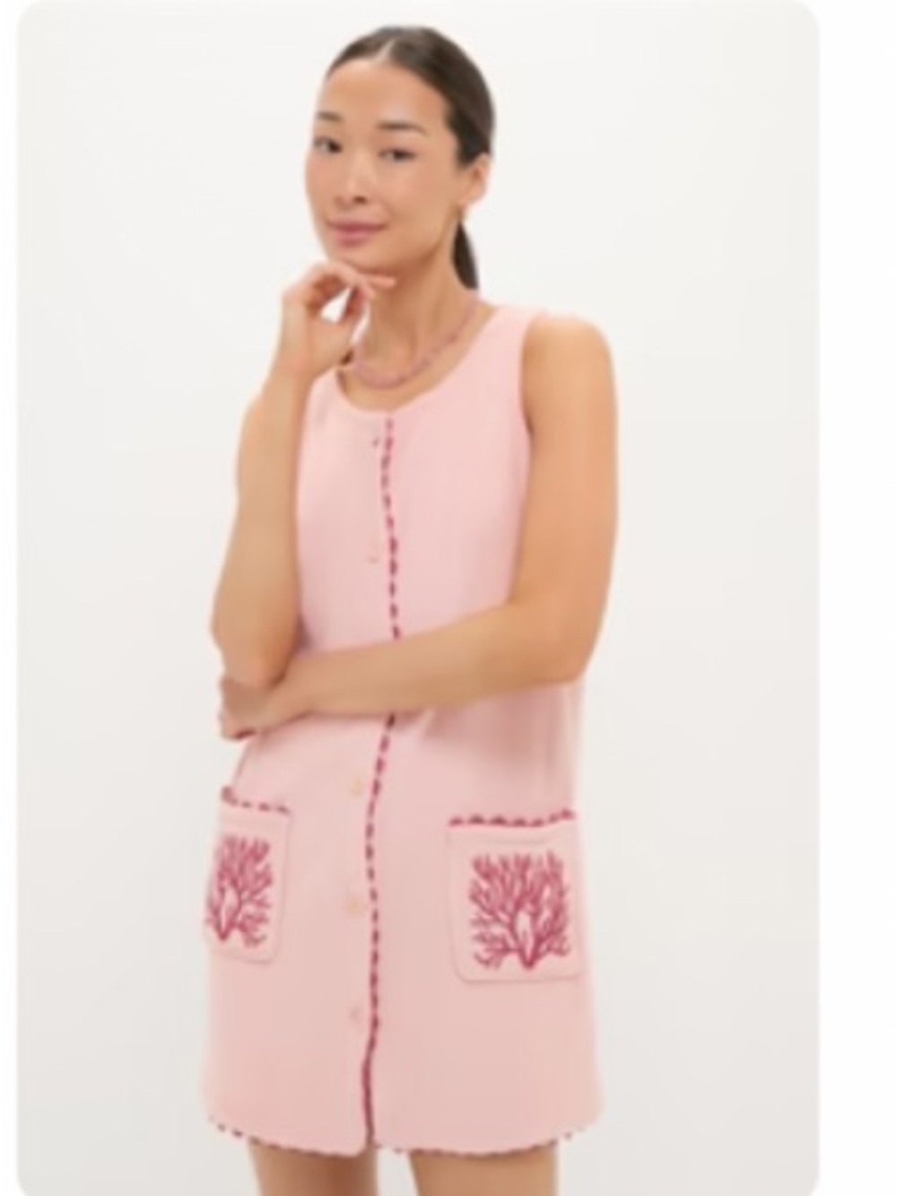 Tuckernuck Beach Coral Embroidered Mini Bermuda Terrycloth Coverup